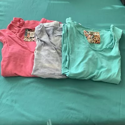 Lot Of 3 Women’s Beacon & Cove Tea Shirt Dresspeach Green Size M L • $25