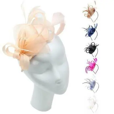 £14.99 • Buy Feather Flower Sinamy Curl Headband Hat Fascinator Lady Day Wedding Royal Ascot