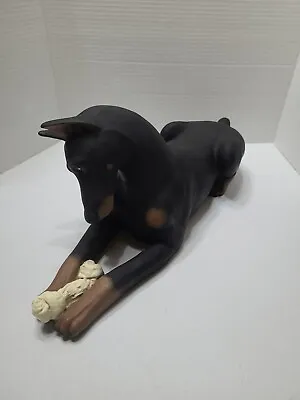 Vintage Universal Statuary Doberman Pinscher Dog Bone Statue Figurine 17  • $45