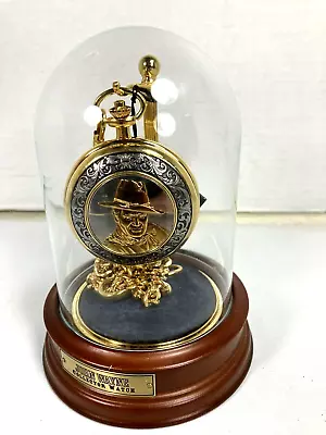 VINTAGE FRANKLIN MINT   JOHN WAYNE   POCKET WATCH W/STAND & DOME~NOS • $85