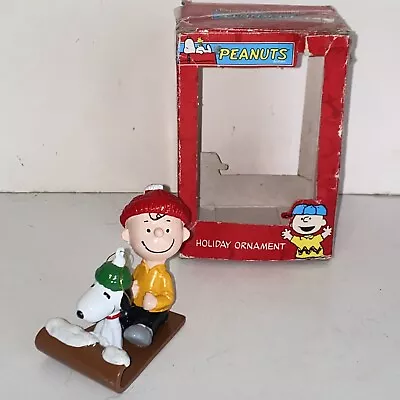 Vintage Peanuts Charlie Brown & Snoopy Christmas Ornament By Kurt Adler • $18