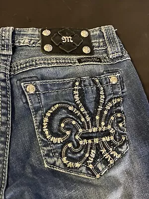 Miss Me Signature Boot Cut Jeans Womens Size 26 (Inseam 34) Fleur De Lis! • $26.05