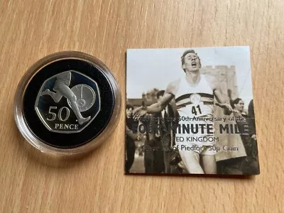 Royal Mint Coin 50th Anniversary Four Minute Mile 50p Silver Proof Piedfort • £36