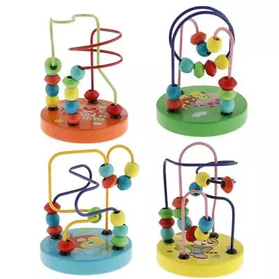 Wooden Bead Maze Kids Baby Roller Coaster Developmental Game Toy • £6.08
