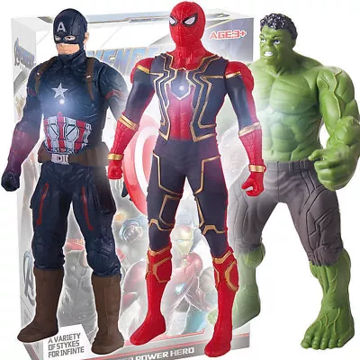 Marvel Avengers Iron-man Spide Rman Action Hulk Figures SuperHero Toy With Light • £7.99