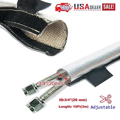 3/4 -10' Metallic Heat Shield Sleeve Insulated Wire Hose Cover Wrap Loom Tube US • $20.90