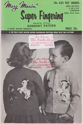 Mary Maxim No.623 Toy Horses 1961 Knitting Pattern For Girls Or Boys Cardigan • $5.75