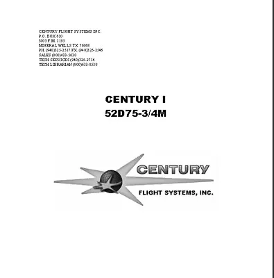 Mitchell Century 1 Autopilot Factory Service Manual Edo-aire Auto Pilot • $31.99