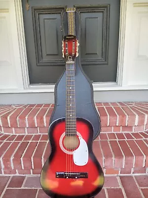 1960s To 1970 Sears Model 1244 Parlor Guitar Great Condition Original Case • $125