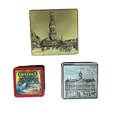 Vintage Tin Can Box Lot Of 3 Crayola Amsterdam England Children Bonbons • $16.95