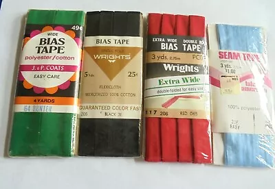 4 Vintage Unopened Packages Bias Tape Sewing Notions J & P Coats Wrights Talon • £4.83