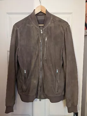 AllSaints Taupe / Beige Kemble Suede Bomber Jacket Size M • £100