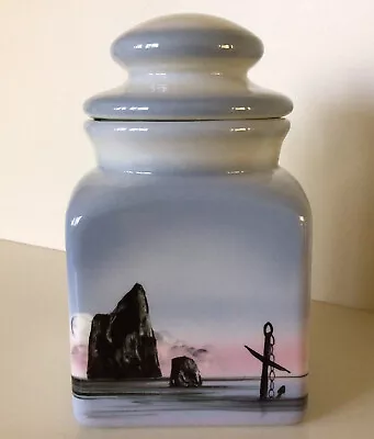 VTG. COOKIE-BISCUIT JAR ~ G.L. Hooton Design ~ Ceramic ~ Handmade ~ Oregon USA • $25