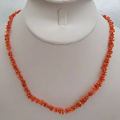 Vintage Branch Salmon Orange Red Coral Necklace 18  Somewhat Dainty • $14.99