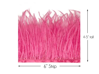 6 Inch Strip - Candy Pink Ostrich Fringe Trim Feather Sample Wedding Costume • $7.73