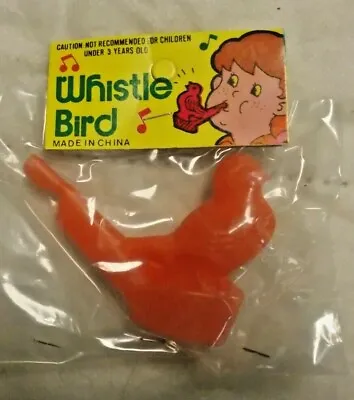  Vintage Red Plastic Toy Singing Water Whistle Bird New Old Store Stock • $3.50