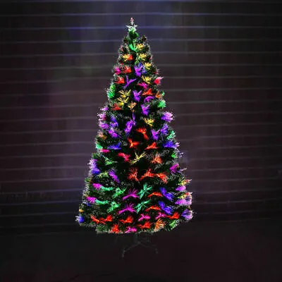 Pre Lit Christmas Tree 4/5/6/7FT Xmas Multicolor Fibre Optic LED Lights W/ Stand • $8.99