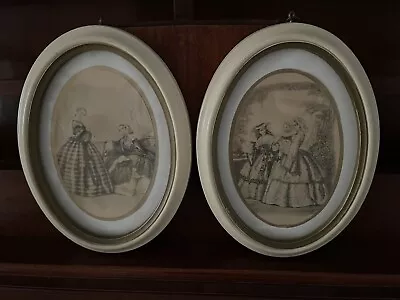 Vintage Victorian Ladies Prints Oval Frame Set • $11