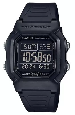 Casio Illuminator Digital Black Dual Time Light Quartz W800H-1BV 100M Mens Watch • $71.49