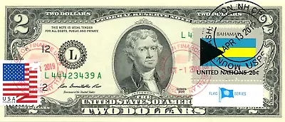 $2 Dollars 2013 Star Stamp Cancel Postal Flag From Bahamas Value $175 • $175