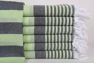 Beach Pistachio Green-Black Towel Striped Towel 36x67 Inches • $7.50