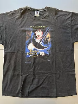 Vintage Elviras Haunted Hills Faded Black Horror Movie Promo Shirt Sz XL RARE • $124.97
