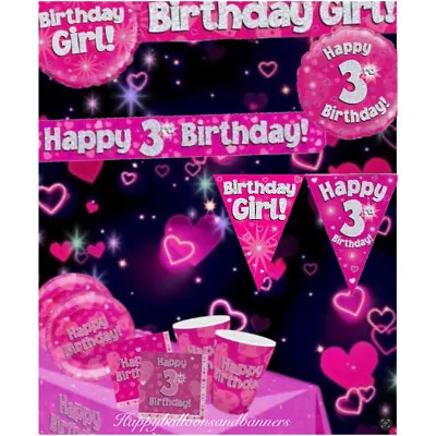 3rd Birthday Pink & Silver Themed Party Decorations & Party Table Decorations • £2.75