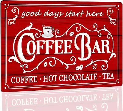 Vintage Coffee Bar Sign Kitchen Coffee Bar Wall Decor Christmas Coffee Metal Sig • $14.13