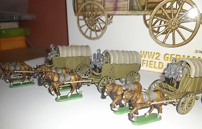 PAINTED SOLDIERS 1/72 20mm  GERMAN FIELD WAGONS-WORLD WAR TWO X 3 HAT • £18
