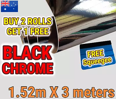 BLACK CHROME CAR VINYL WRAP Film ROLL AIR Release DECAL STICKER 1.52M X 3M • $54.55