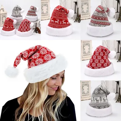 £6.26 • Buy Santa Claus Christmas Hats Xmas Cap Soft Plush Knitted Hat Holiday Costume Party