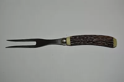 Vintage Faux Deer Horn Handle Stainless Steel Meat Serving Fork FIC Japan • $15.99