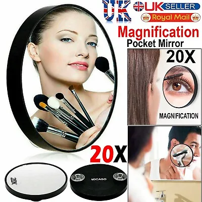 20 X Magnifying Mirror Eye Makeup Professional Pocket Vanity Eyebrow Tweezing • £4.95