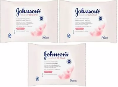 £6.99 • Buy 3 PACKS X Johnson's Make Up Be Gone Refreshing Wipes