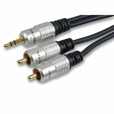 3.5mm Jack To 2 X RCA Twin Phono Audio Cable Aux Stereo Mini Jack Y Lead • £6.99