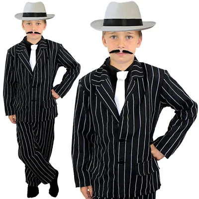 £15.99 • Buy Child Gangster Costume And White Hat Boys 1920's Fancy Dress Theatre Stage Show