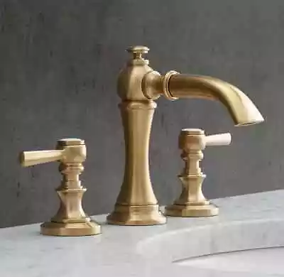 Restoration Hardware Lugarno Widespread Faucet Burnished Brass Bathroom Faucet • $575