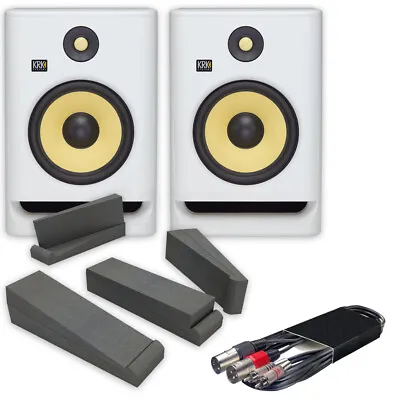 £499 • Buy KRK Rokit RP8 G4 White Noise Speakers (Pair) + Isolation Pads & 3m RCA - XLRm