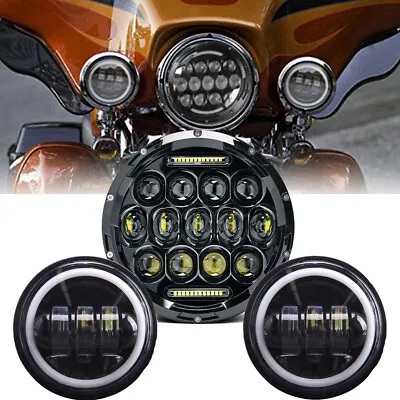 $109.26 • Buy 7  LED Headlight & 2x Passing Lights For Harley Touring Road King Street Glide