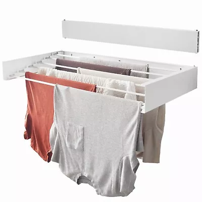 Wall Mounted 100cm Airer Towel Drying Rack Extendable Clothes Dryer White • £59.99