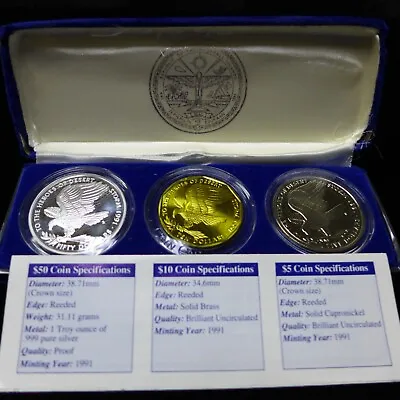1991 Marshall Islands Heroes Of Desert Storm Commemorative Coin Set W/1oz Silver • $64.95