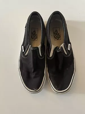 Vans Black And White Classic Slip On Trainers Size 7 Pre Loved • £15