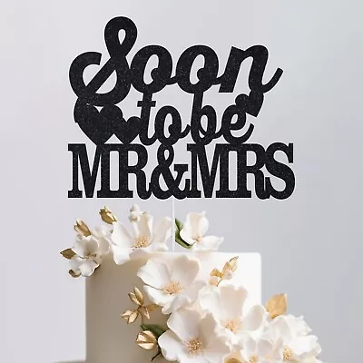 Soon To Be Mr & Mrs Double Side Glitter Cake Topper Engagement Party Decoration • £0.99