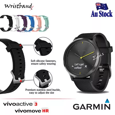 Wristband Adjustable Silicone Band Strap For Garmin Vivoactive 3 / Vivomove HR • $6.99