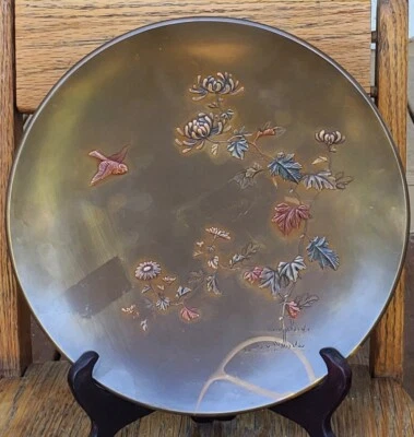 £805.03 • Buy Rare Japanese Meiji Mixed Metal Bronze Charger Yoshida Shinzo (Shiei) 1834-1904
