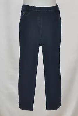 Quacker Factory Regular DreamJeannes Pull-On Slim Ankle Pants Size S Dark Indigo • $15.39