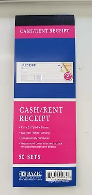 Cash Money Rent Receipt Record Book 2 Part 50 Sets Duplicate Copy W/Carbon New!! • $6.99