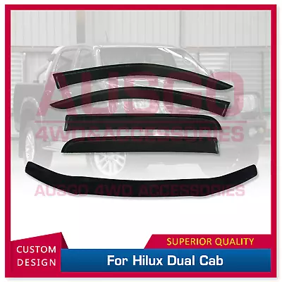 AUSGO Bonnet Protector + Injection Weather Shields For Toyota Hilux Dual 11-15 • $160.99