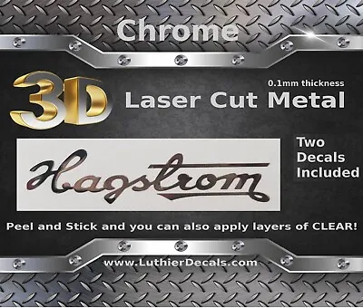 Hagstrom Guitar Decal 3D Metal Chrome Headstock Restoration Decal Sticker M62 • $14.66