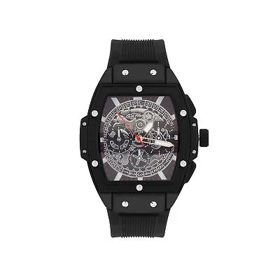 Ed Hardy Men's Black Textured Silicone Strap Watch 48mm • $24.99